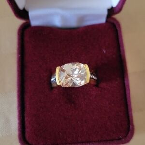 Premier Designs Yellow Topaz Gold Tone With Silver Ring Sz 5 With Box